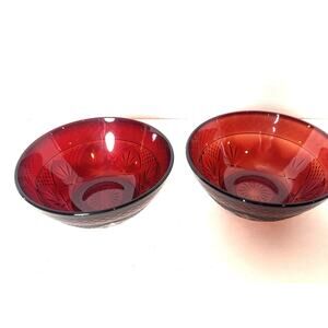 2 Cristal D'Arques Durand France Luminarc Ruby Red Soup/Salad 5 3/4 Bowls Gothic